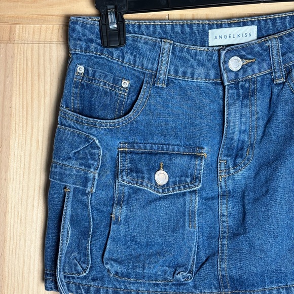 Denim Mini Skirt with Pockets - Picture 2 of 3